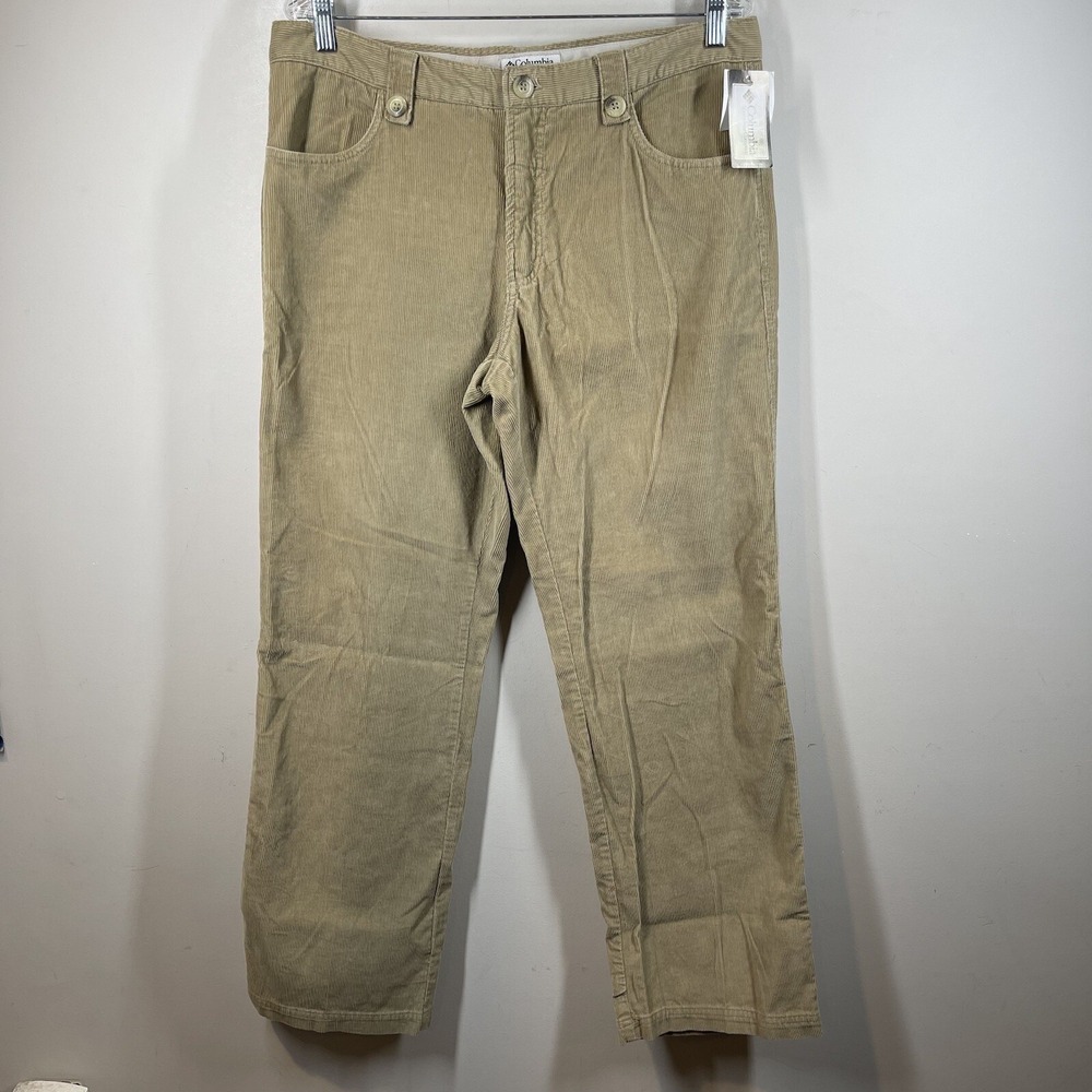 COLUMBIA Sports Tan Stretch straight leg corduroy Hiking pants Womens Sz 14